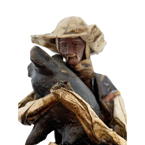 Vintage Pair Mexican Folk Art Paper Mache Sitting Holding Pig Handmade - Picture 10 of 12